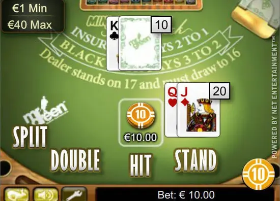 Online blackjack table and cards